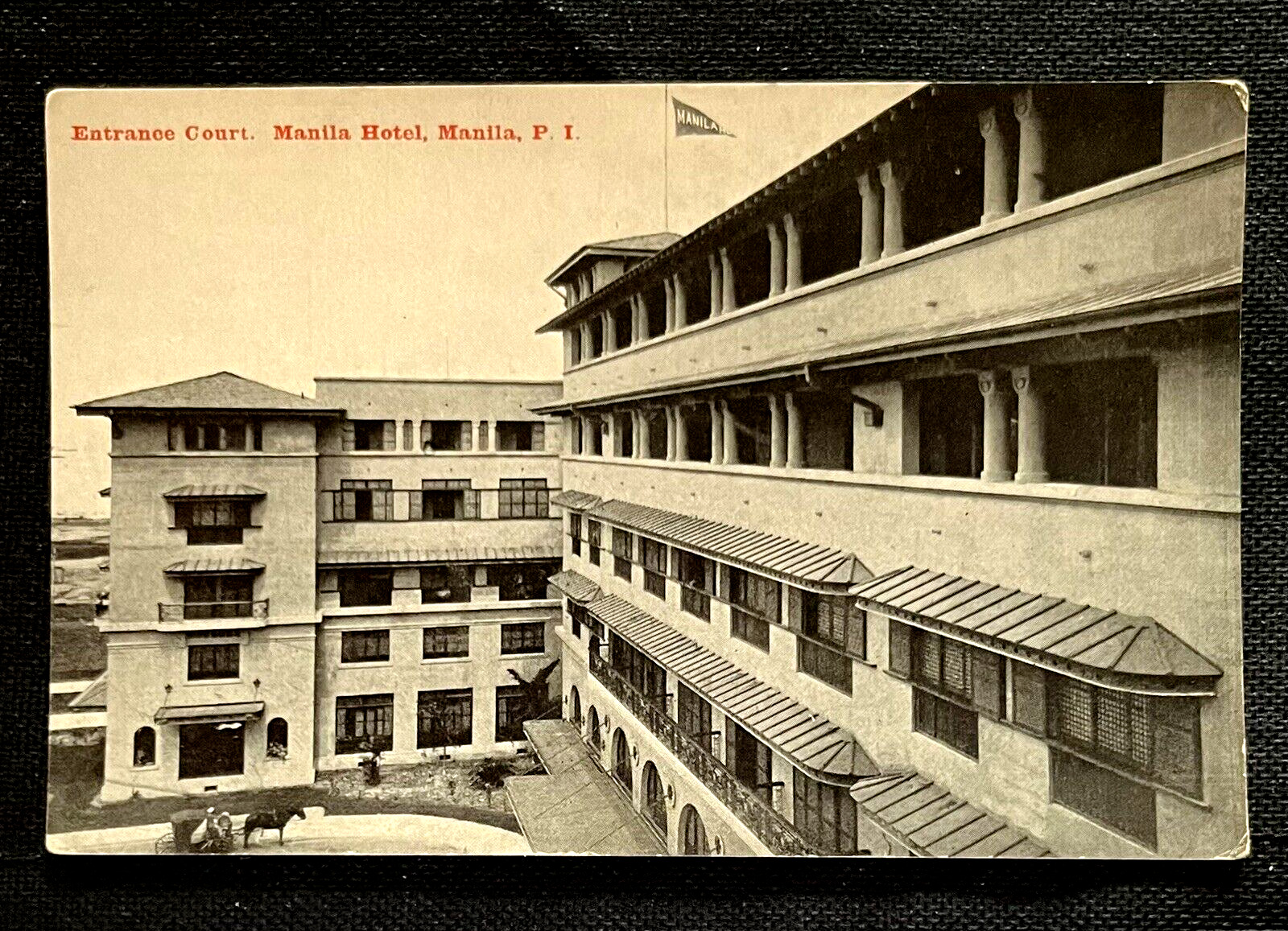 1910\'s Postcard Entrance Court Manila Hotel Philippines   A8