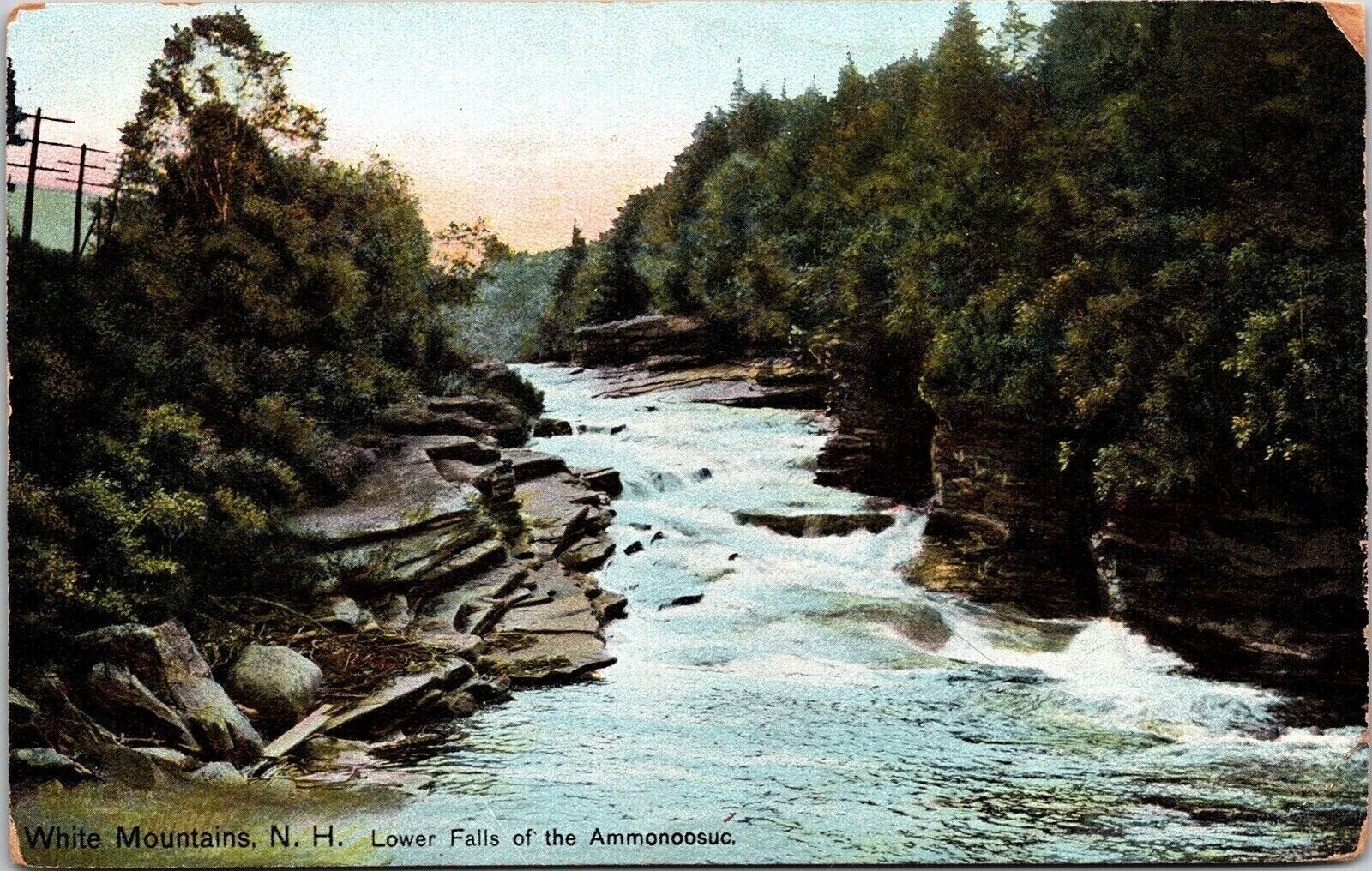 White Mountains New Hampshire Ammonoosuc Lower Falls Rapids Forest Postcard