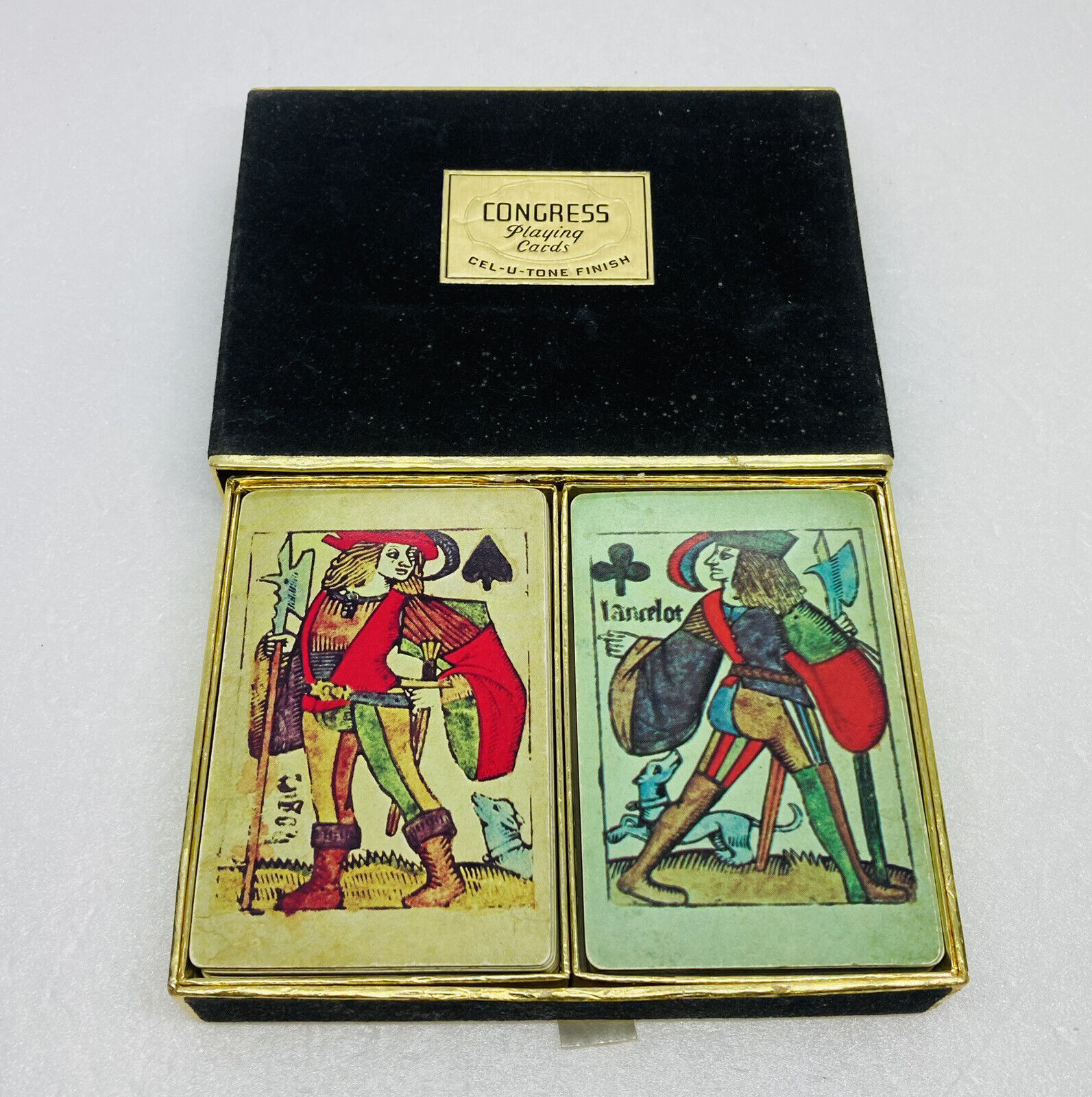 Vintage Congress Playing Cards Lancelot & Hager King and knight Art USA Made 10