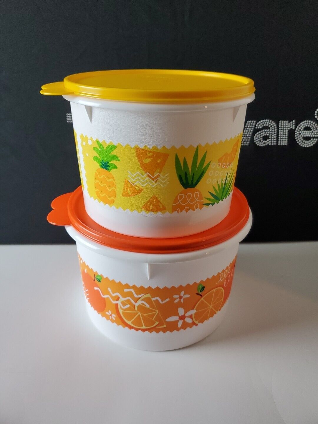 Tupperware Fruits Theme Stacking Canister Set of 2