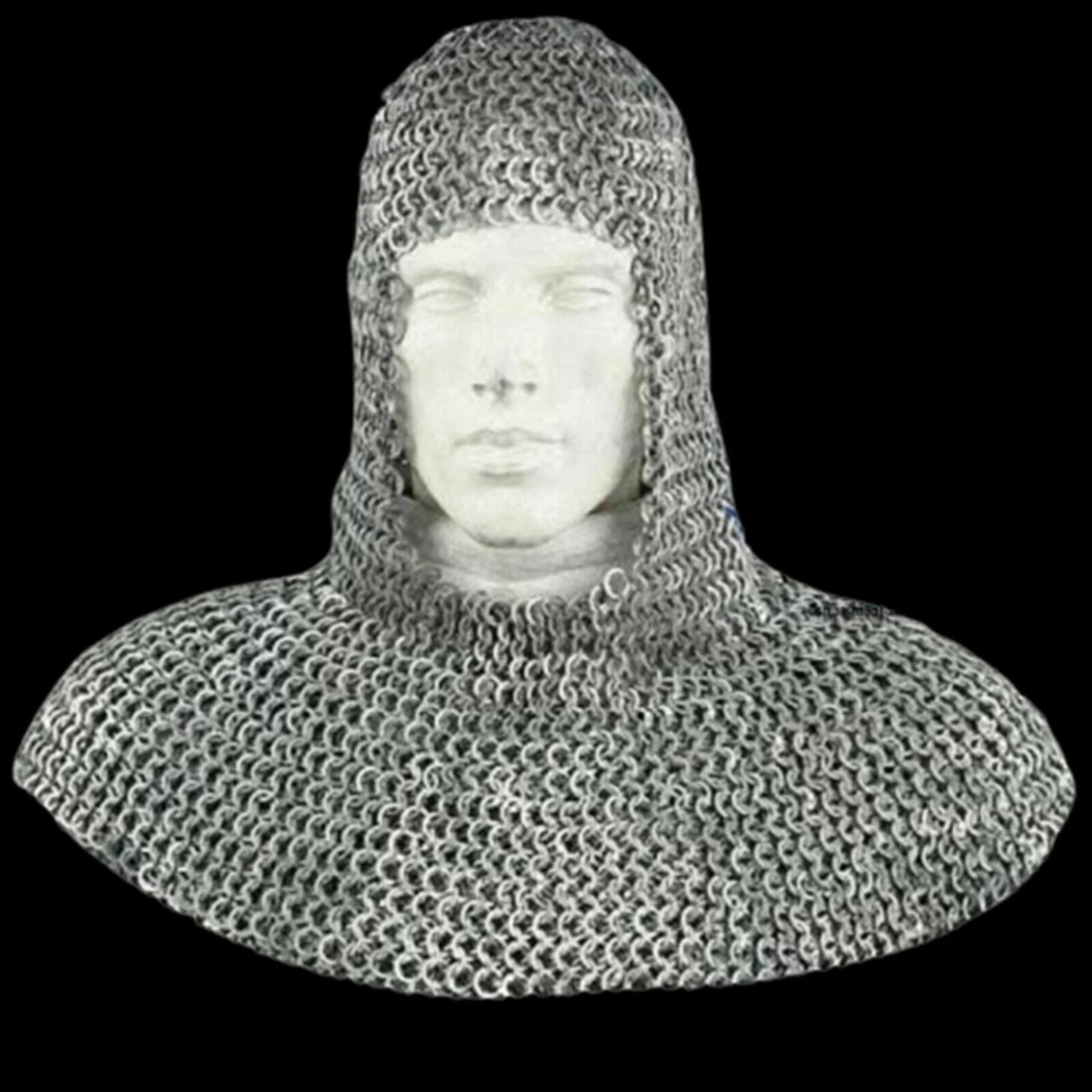 6 mm Round Riveted with Flat Washer, Chainmail Coif ,Medieval Chain mail Hood ,