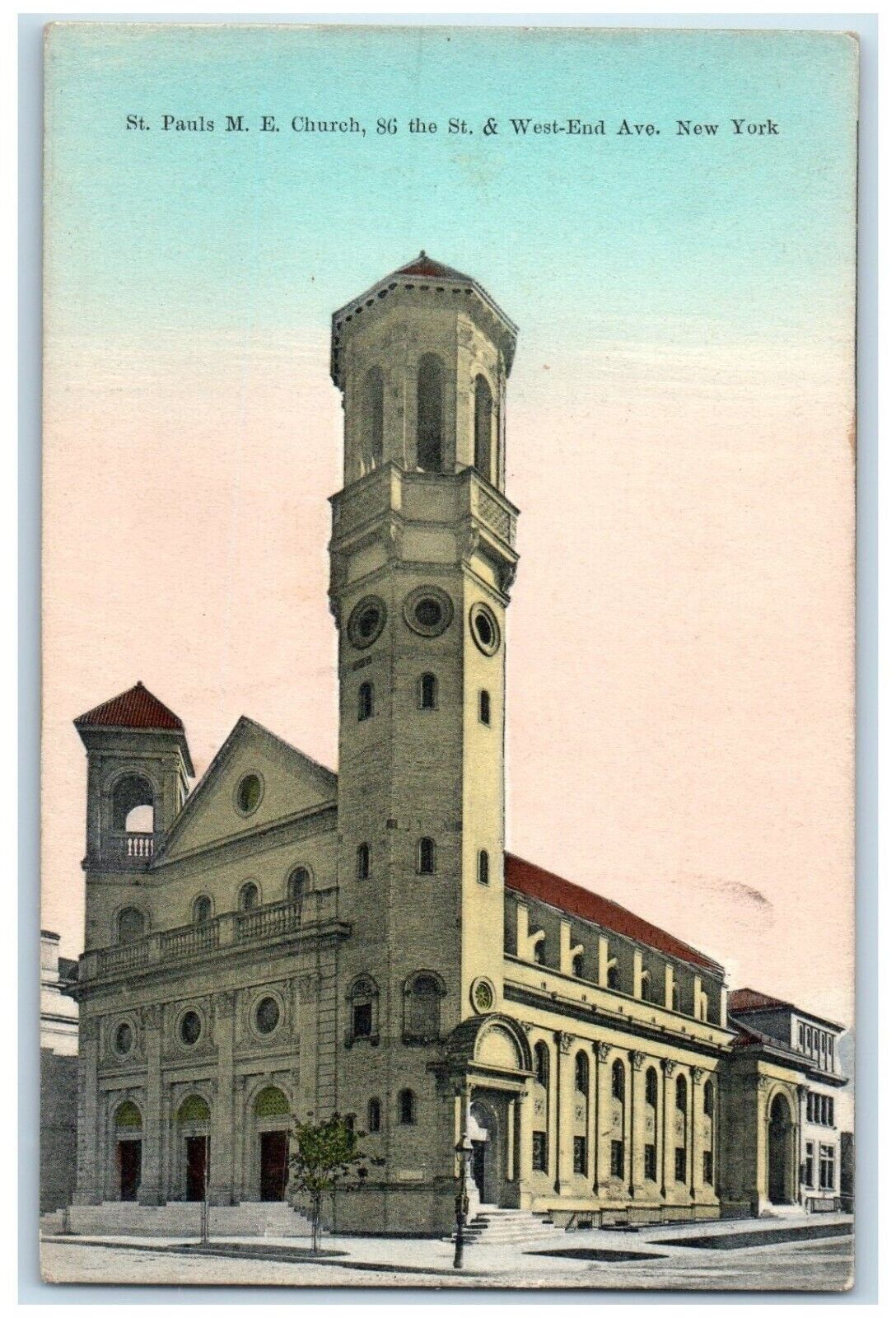 c1910 St. Pauls ME Church Exterior Building West-End Avenue New York NY Postcard