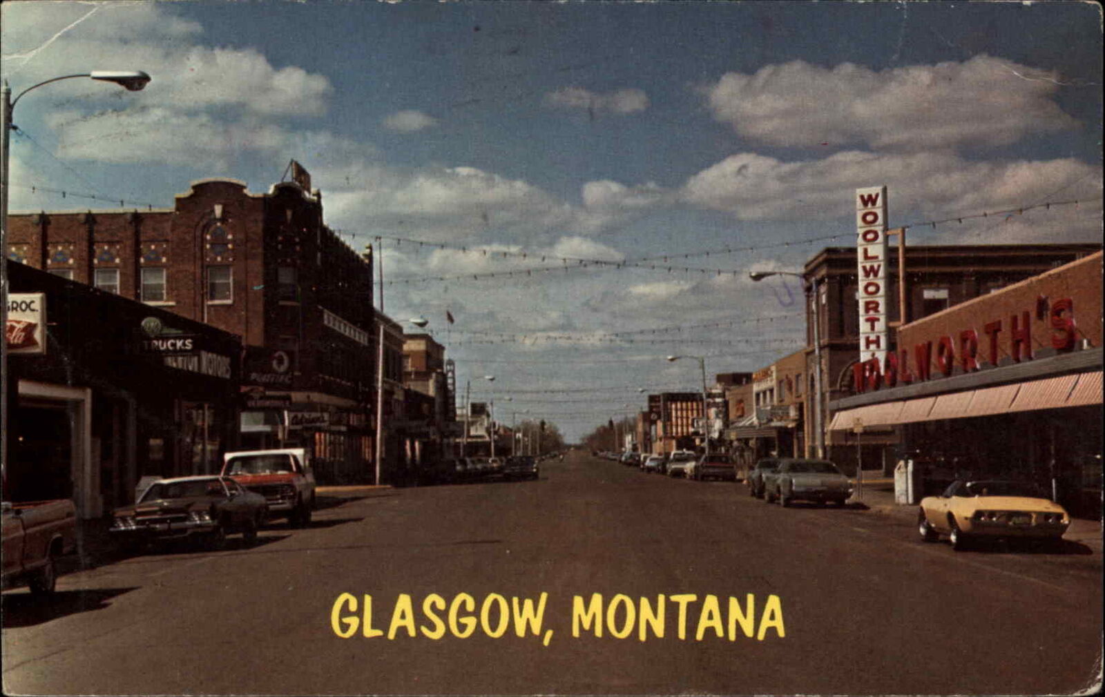 Glasgow Montana MT Main Street Scene Woolworth\'s Vintage Postcard