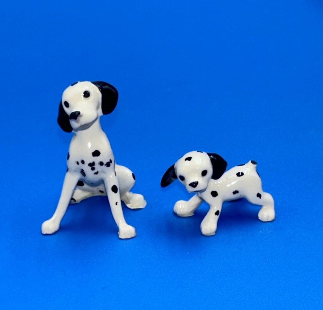 Vintage Retired Hagen Renaker Miniature Adult Dalmatian Dog & Puppy Figurines