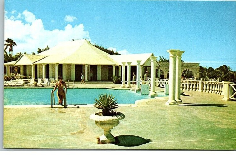 postcard The Pavilion Restaurant of the Crane beach Hotel across the pool  1866