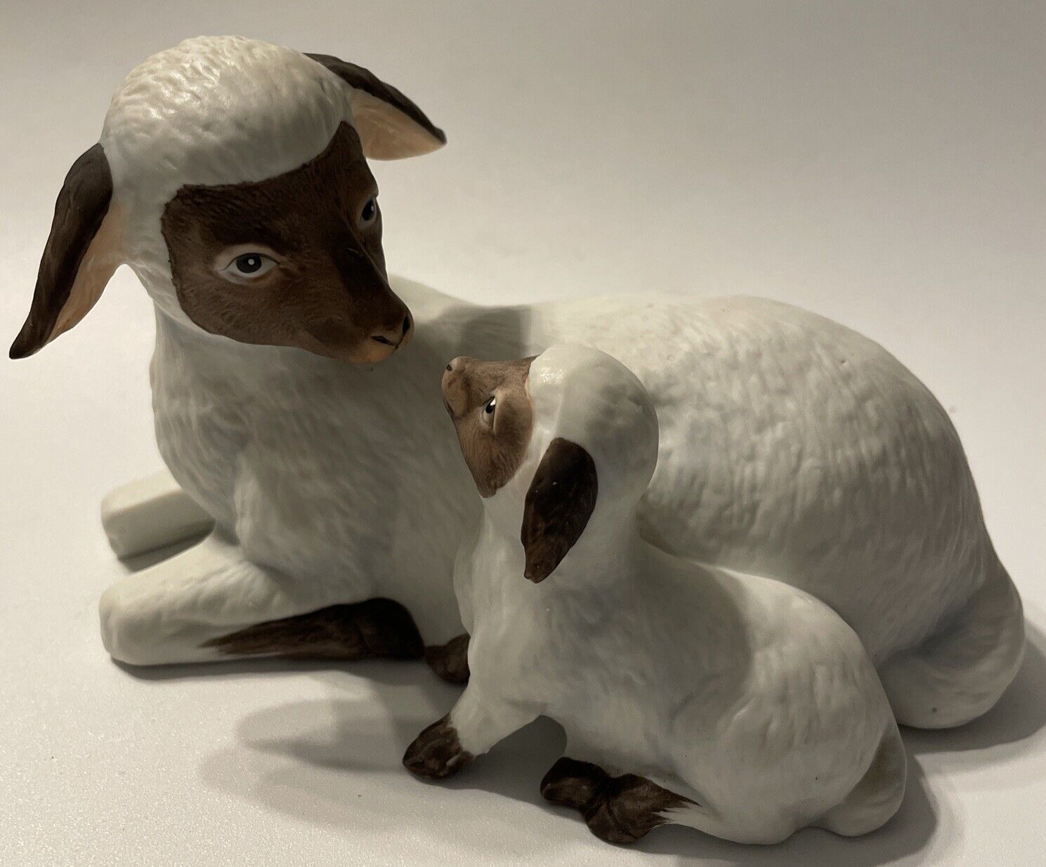 Vintage Homco Porcelain Mother Sheep and Baby Lamb Figurine # 1471