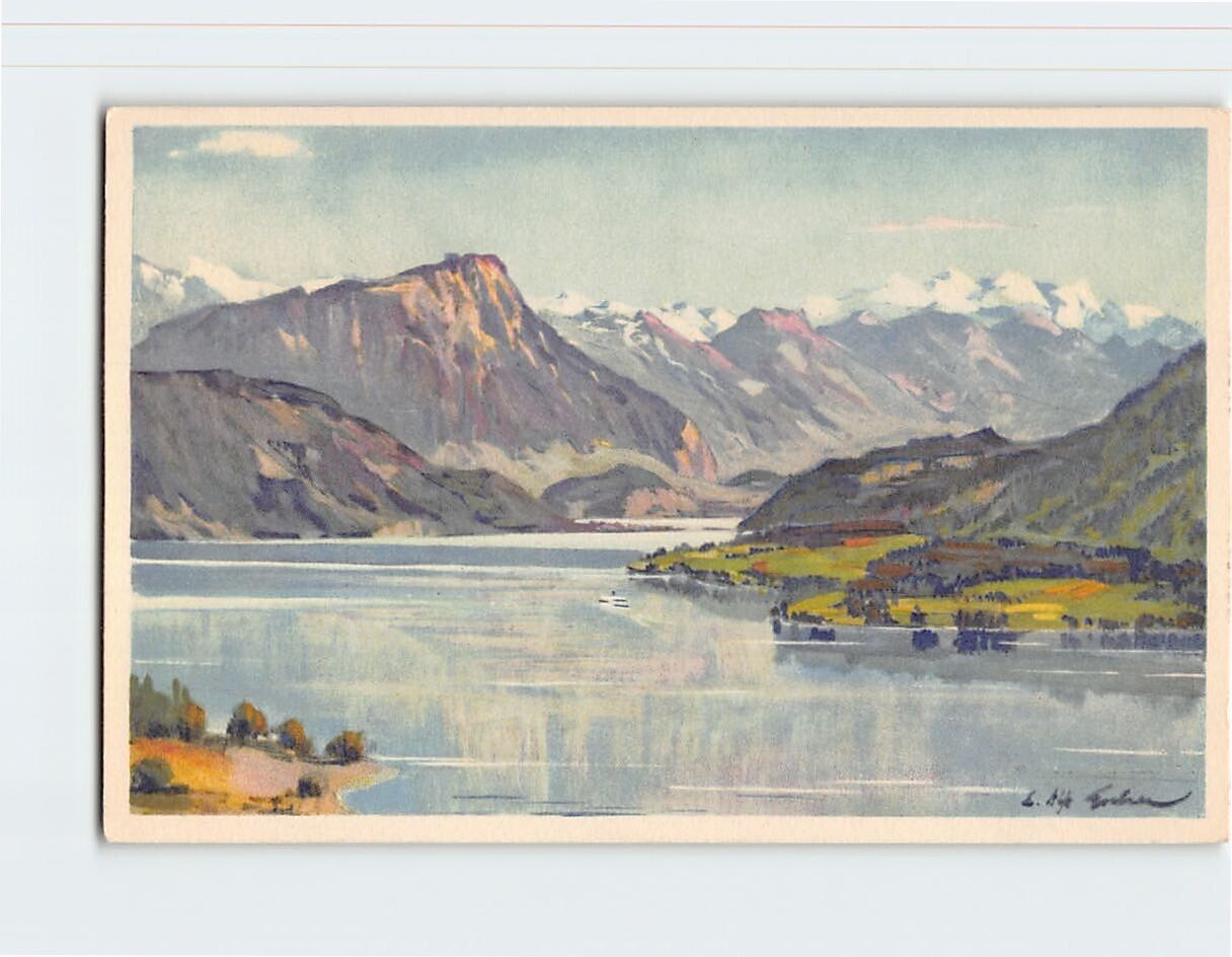 Postcard Mountain Lake Landscape Painting