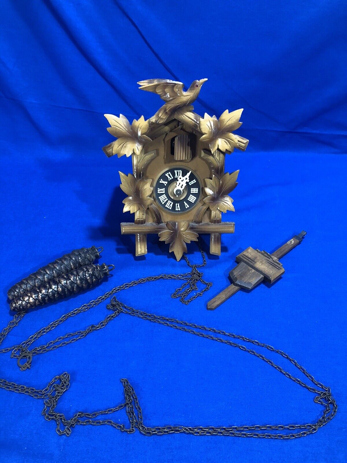 Vintage Wooden German Black Forest Kuckucksuhr Cuckoo Clock for Parts as-is