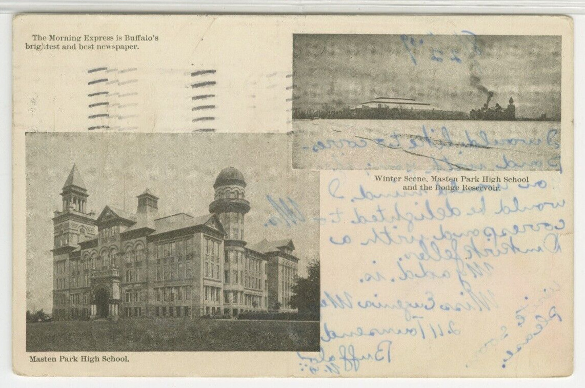 NY Postcard Dual View Of Masten Park High School - Buffalo c1909 vintage 7
