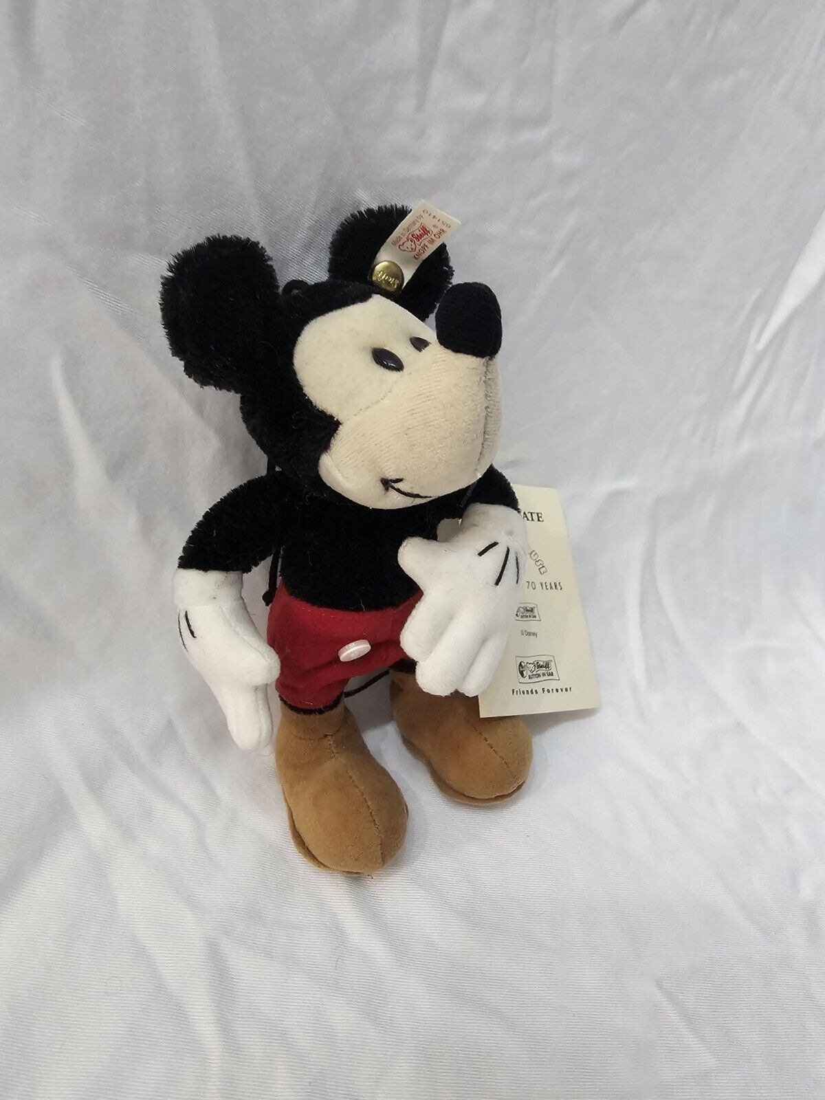 1998 STEIFF Disney Mickey Mouse Vintage Plush Ornament Celebrating 70 Years