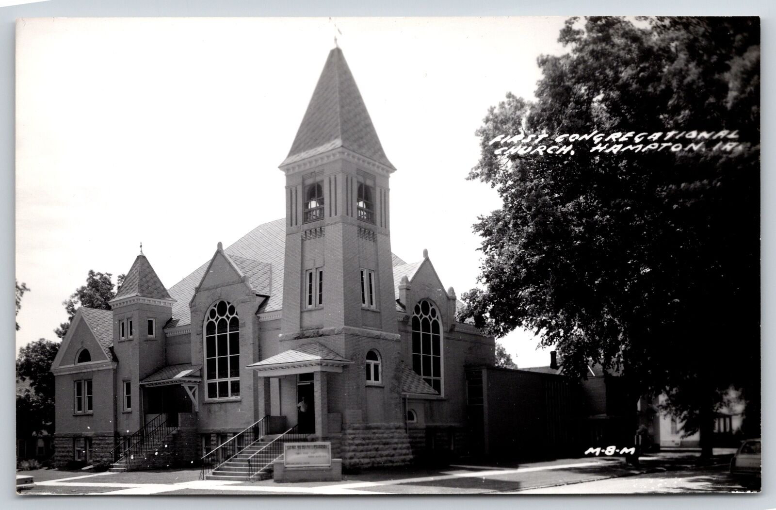 Hampton Iowa~First Congregational Church~Bell Tower~1950s RPPC