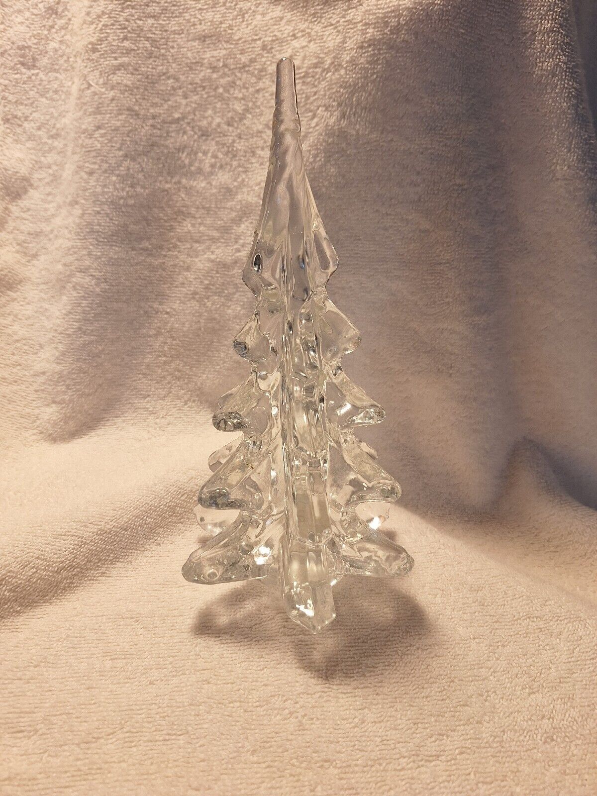 Vintage Clear Glass Weighty Christmas Tree Twisted Top