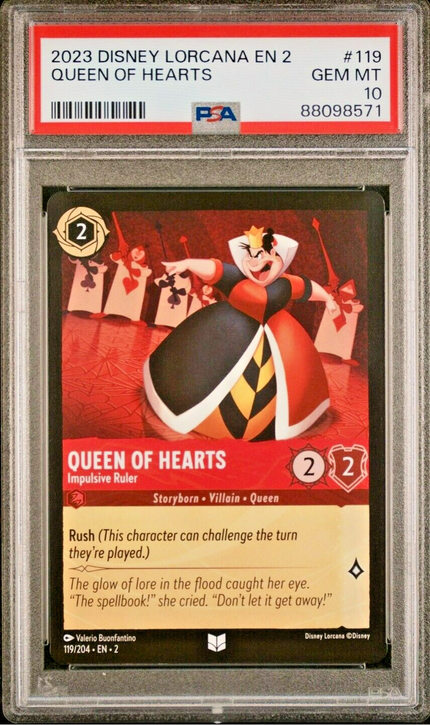 2023 Disney Lorcana EN 2 #119 Queen of Hearts Impulsive Ruler PSA 10 GEM-MT