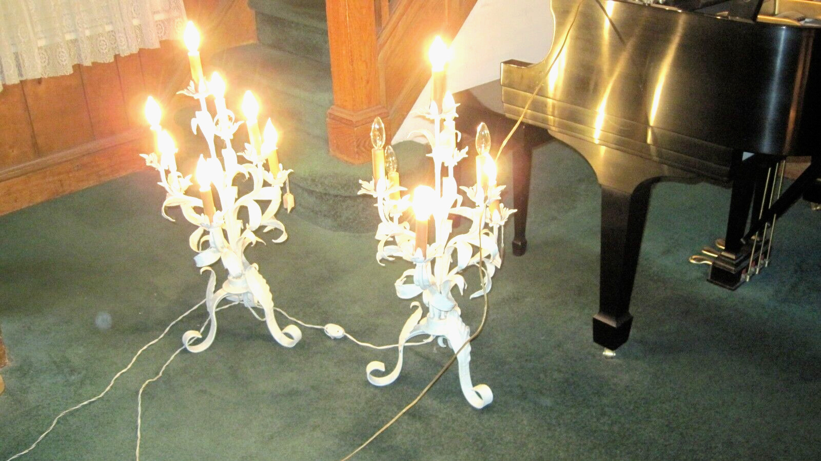 LIBERACE OWNED PAIR OF ITALIAN ROCOCO CANDELABRA LAMPS FROM 1988 ESTATE AUCTION
