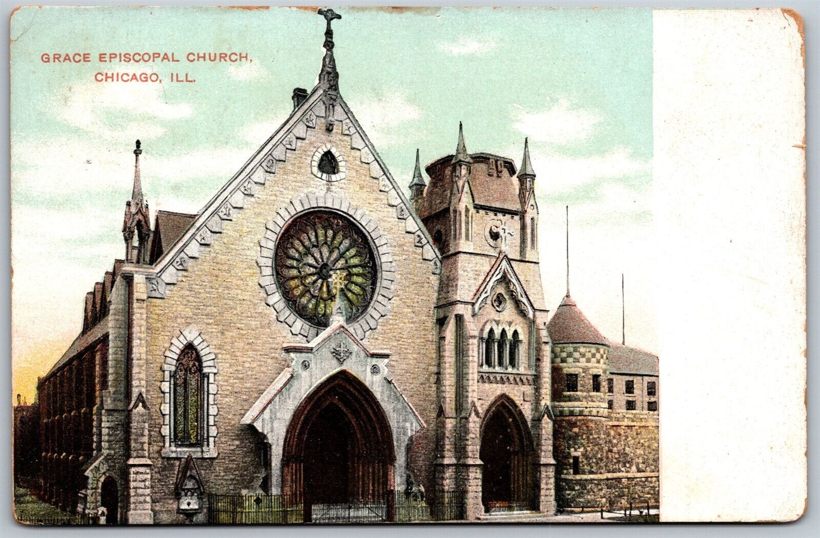 Vtg Chicago Illinois IL Grace Episcopal Church 1910s View Postcard