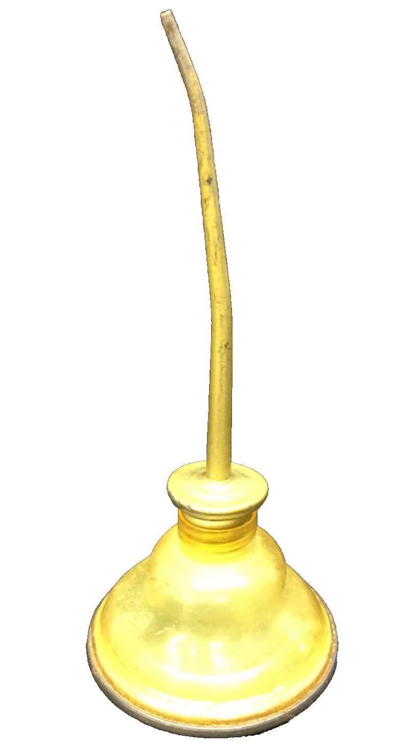 Vintage Eagle Oil Can Small Handy Oiler Yellow Translucent Plastic Thumb Pump
