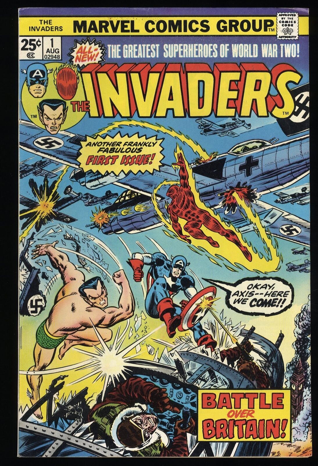 Invaders (1975) #1 VF+ 8.5 Captain America Human Torch Sub-Mariner John Romita