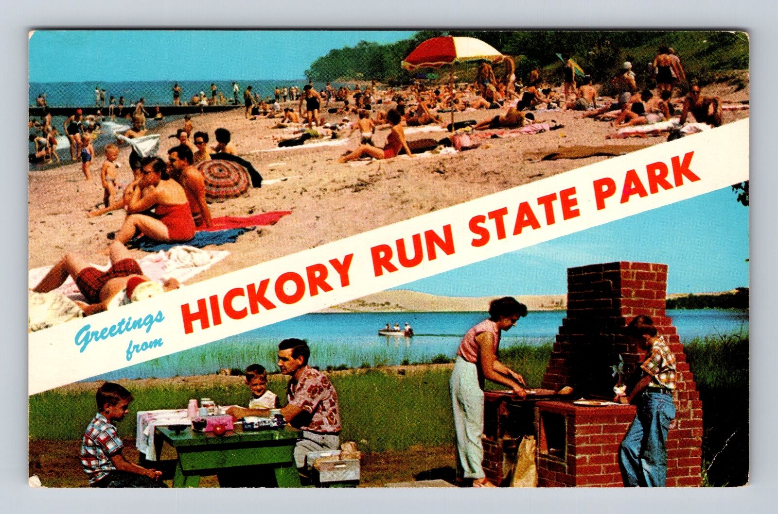 White Haven PA-Pennsylvania, Hickory Run State Park, Beach, Vintage Postcard