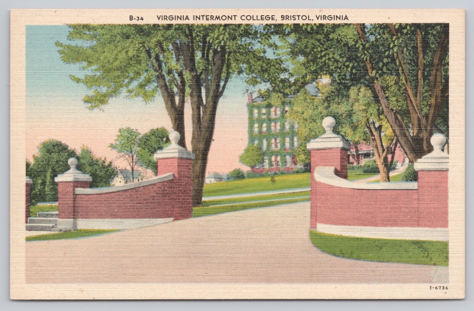 Bristol Virginia, Intermont College, Vintage Postcard
