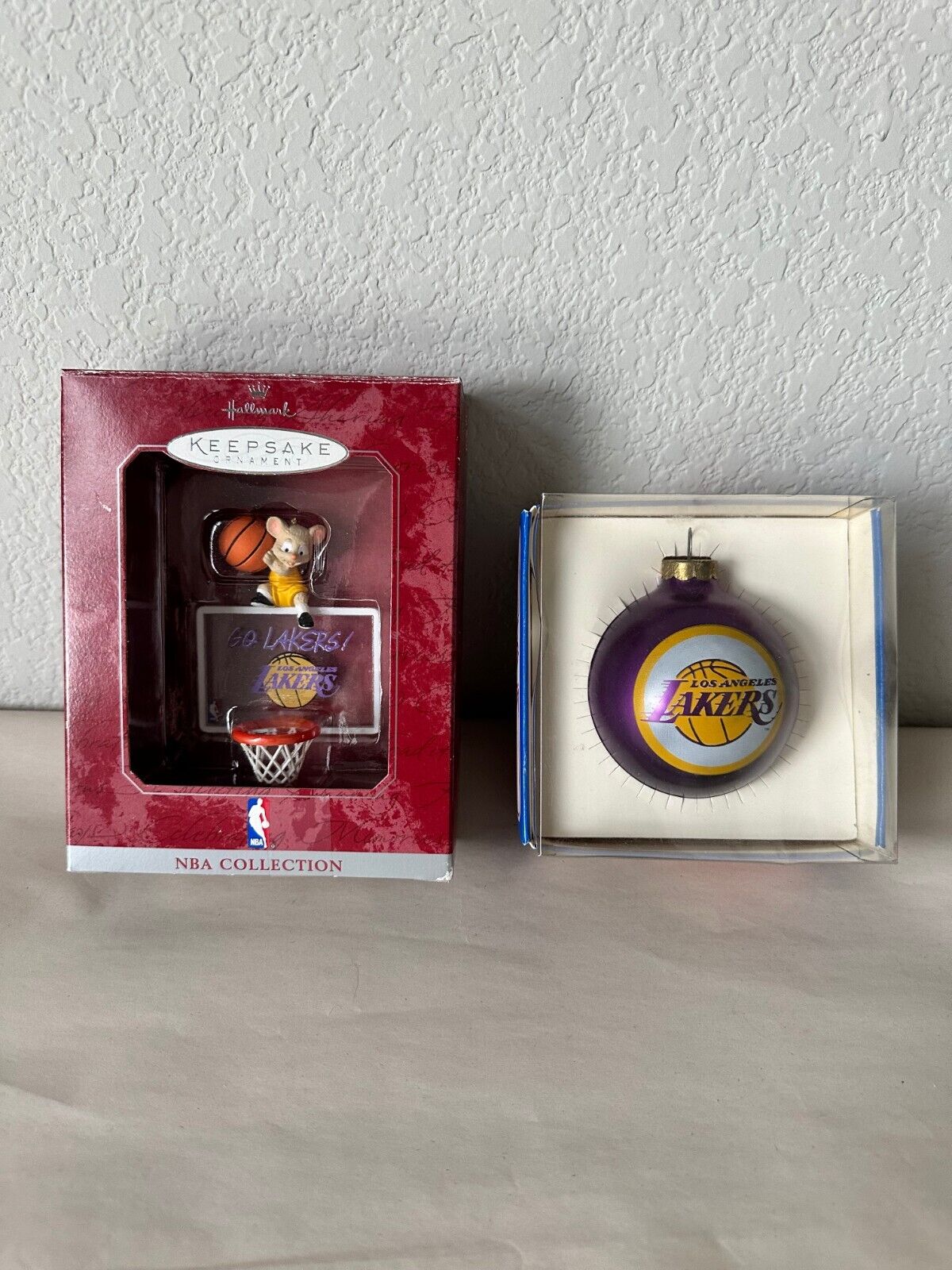 lakers hallmark keepsake ornament and vintage sports collectors series ornament