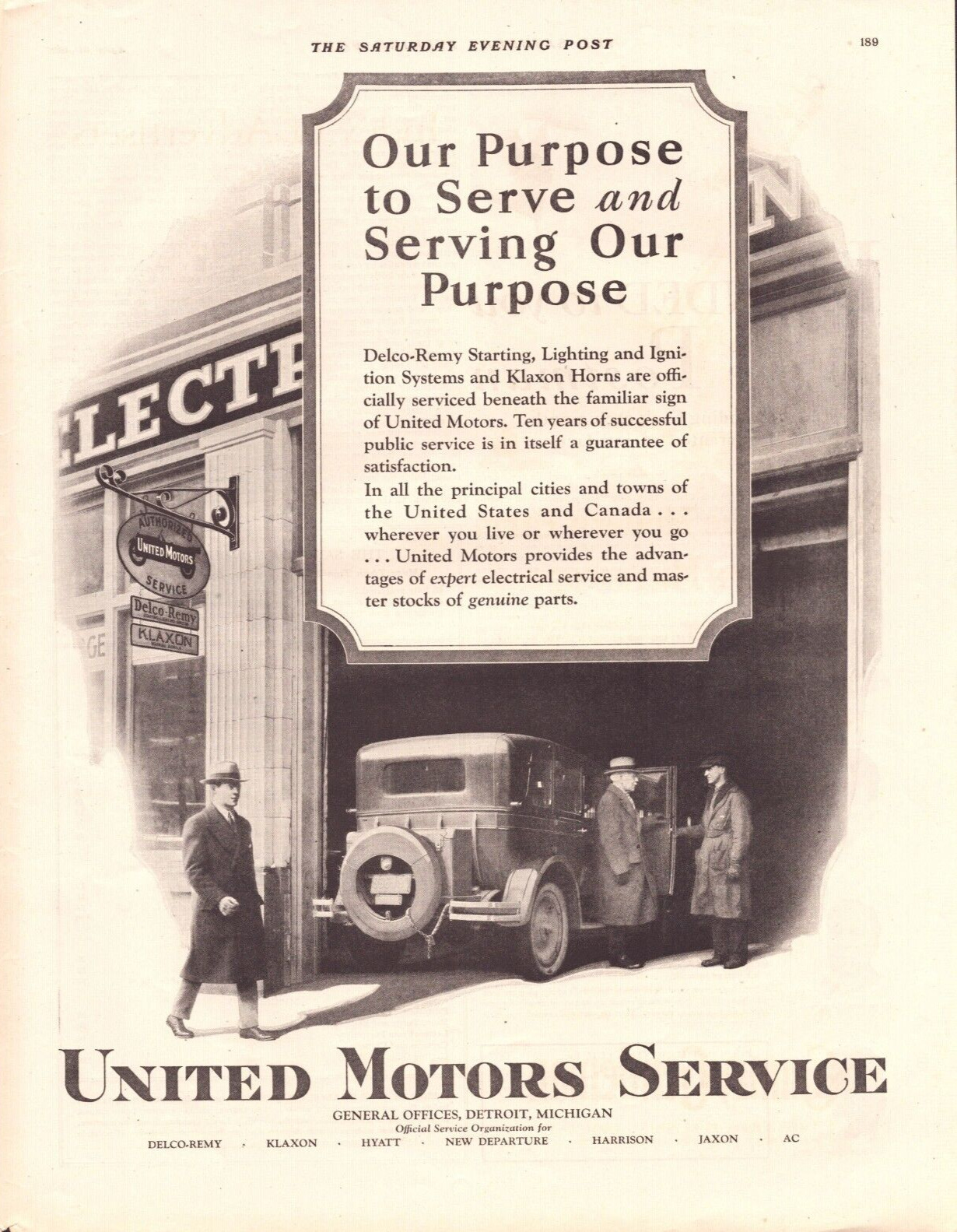 1927 United Motors Service Print Ad Automotive Repair Detroit Michigan