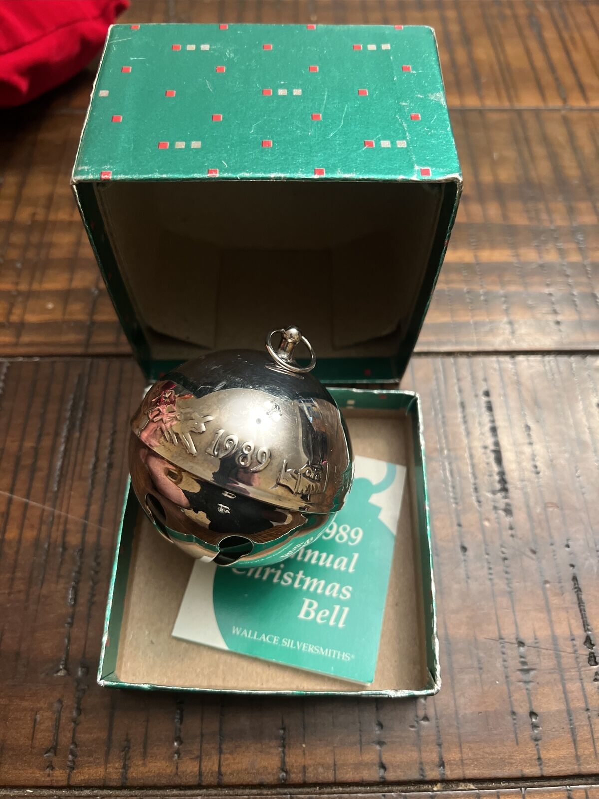 1989 WALLACE Silver Plated Annual SLEIGH BELL Christmas Tree Ornament With Box