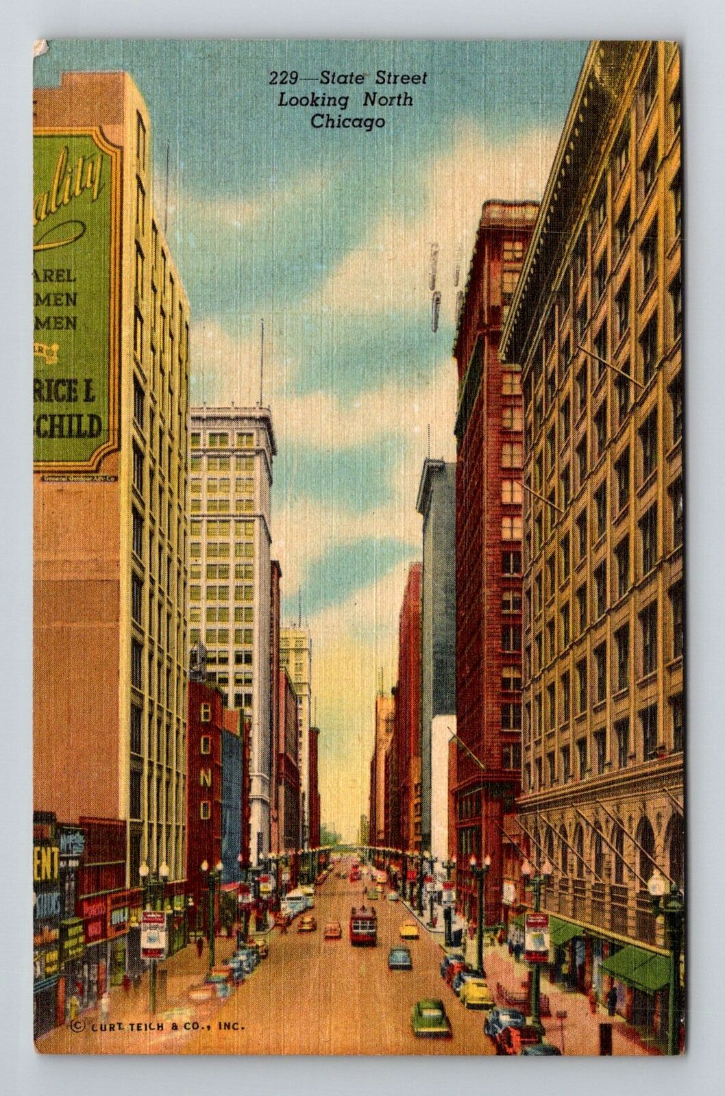 Chicago, IL-Illinois, State Street Looking North Shops c1952, Vintage Postcard