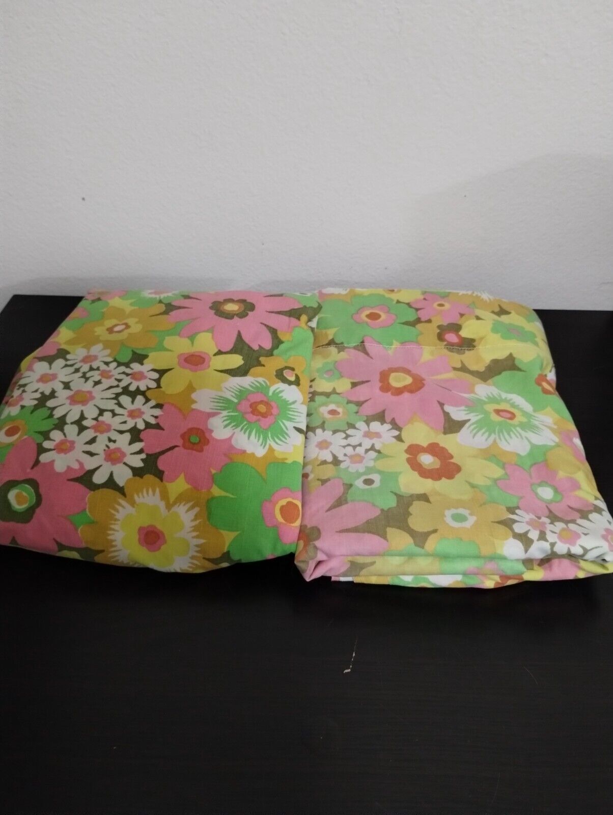 VTG Springmaid Wondercale Pink Floral Mod Flower Power Double Flat+fitted Sheet