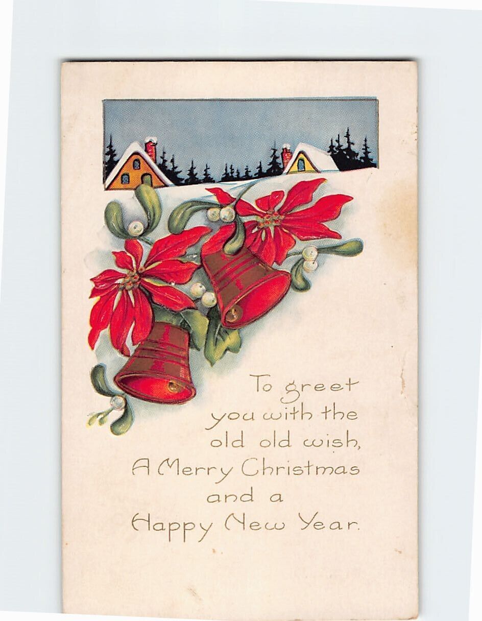 Postcard Merry Christmas & A Happy New Year Art Print Embossed Card
