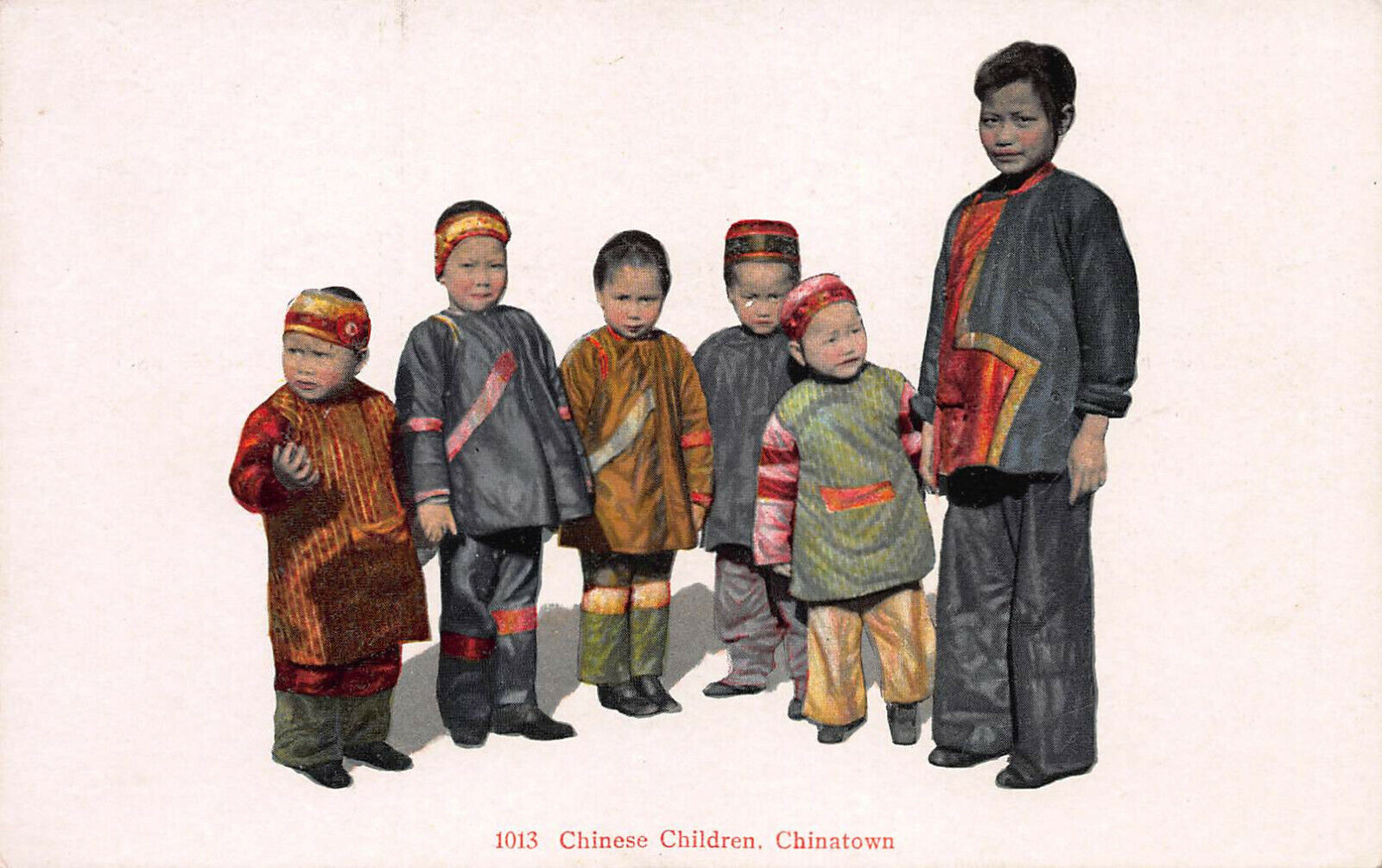 Chinese Children in Colorful Costumes, Chinatown, Early Postcard, Unused