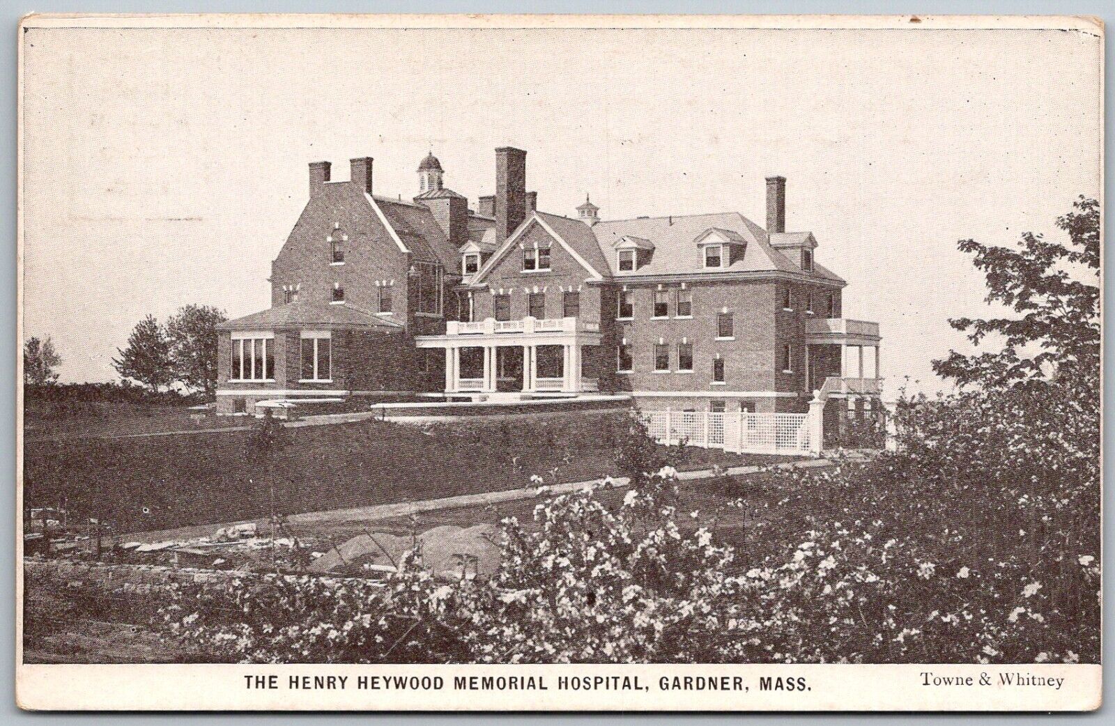 Garnder Massachusetts c1906 Postcard Henry Heywood Memorial Hospital