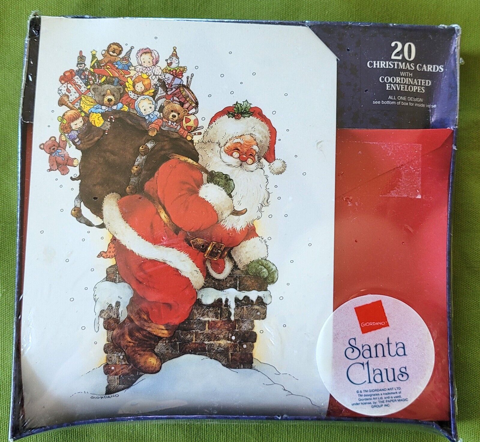 20 Santa Going Down Chimney Christmas Cards & Envelopes Boxed by Paper Magic