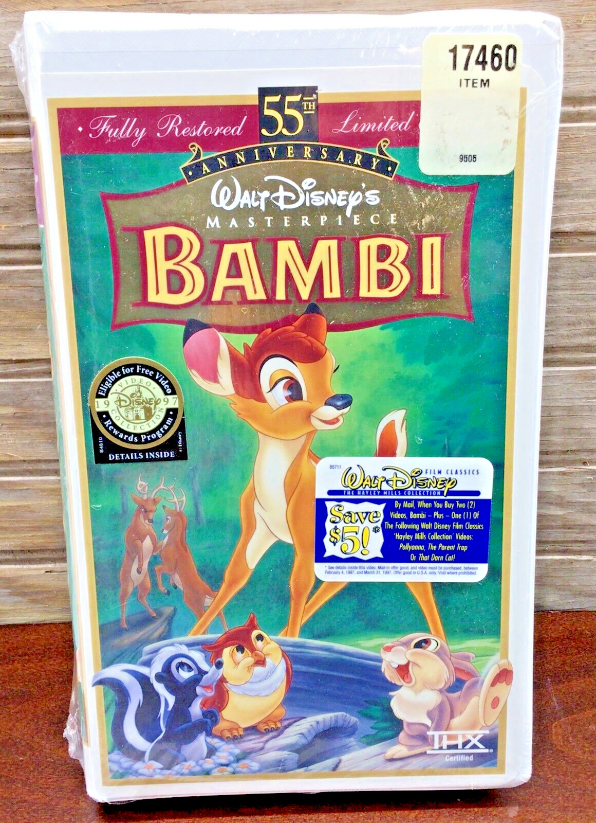 SEALED Walt Disney MASTERPIECE BAMBI 55th ANNIVERSARY VHS #9505 Limited Edition
