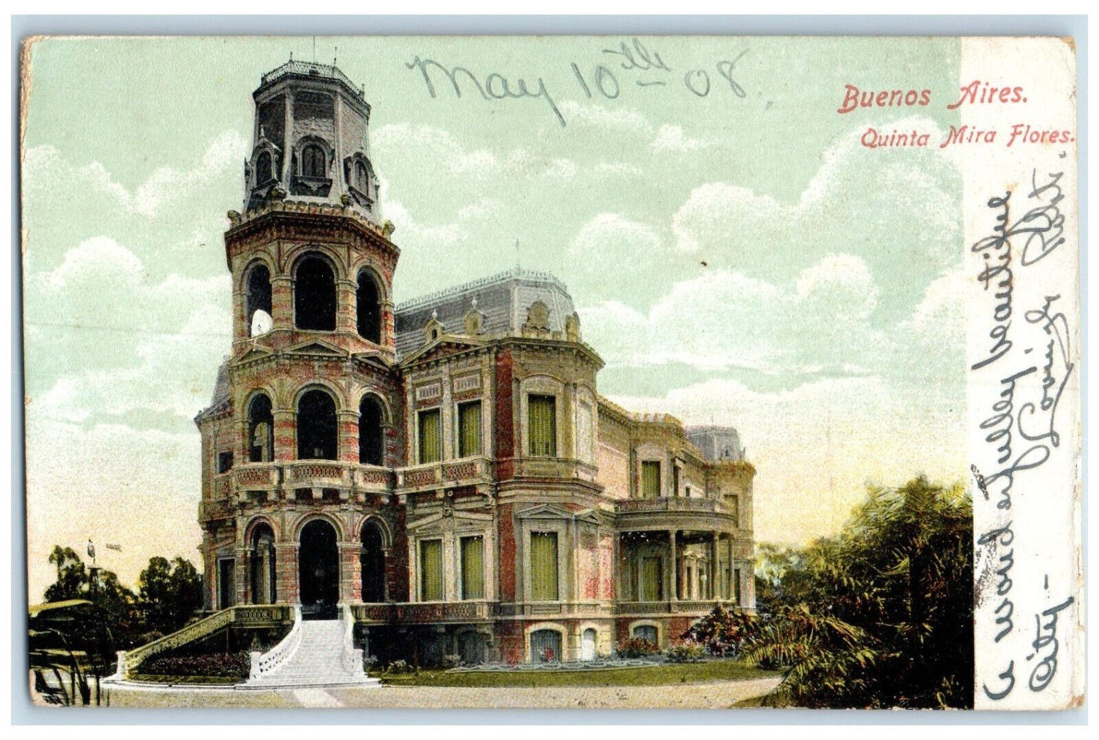 1908 Quinta Mira Flores Buenos Aires Argentina Posted Antique Postcard