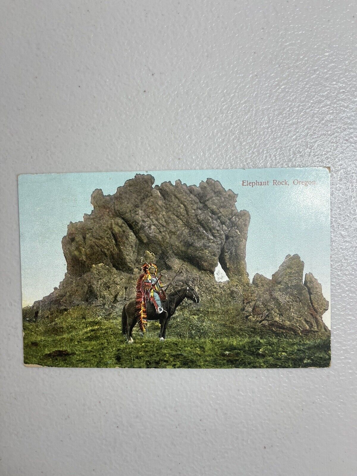 elephant rock newport oregon VTG postcard PM 1911 American Native Indian