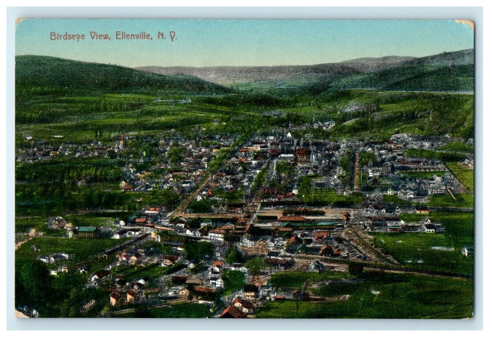 c1910\'s Bird\'s Eye View Of Ellenville New York NY Posted Antique Postcard