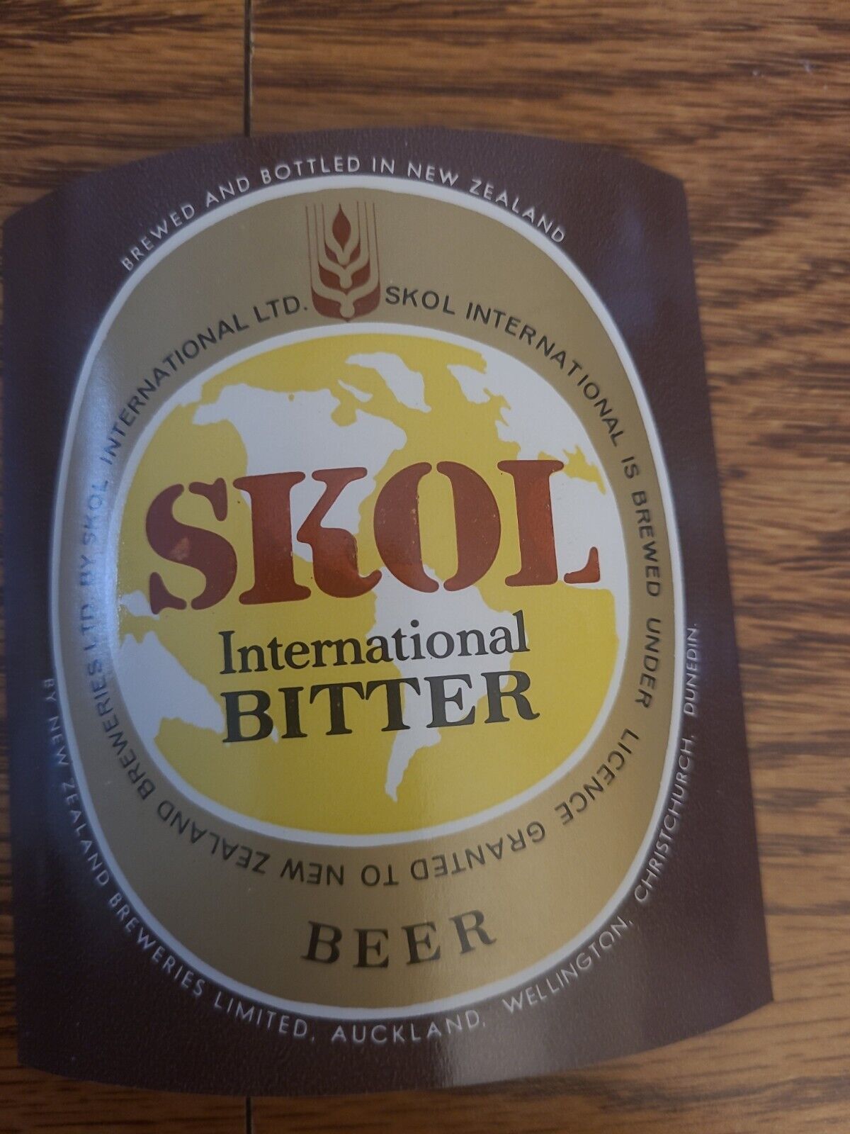 Vintage 1973 Skol International Bitter Beer Label New Zealand Breweries Large