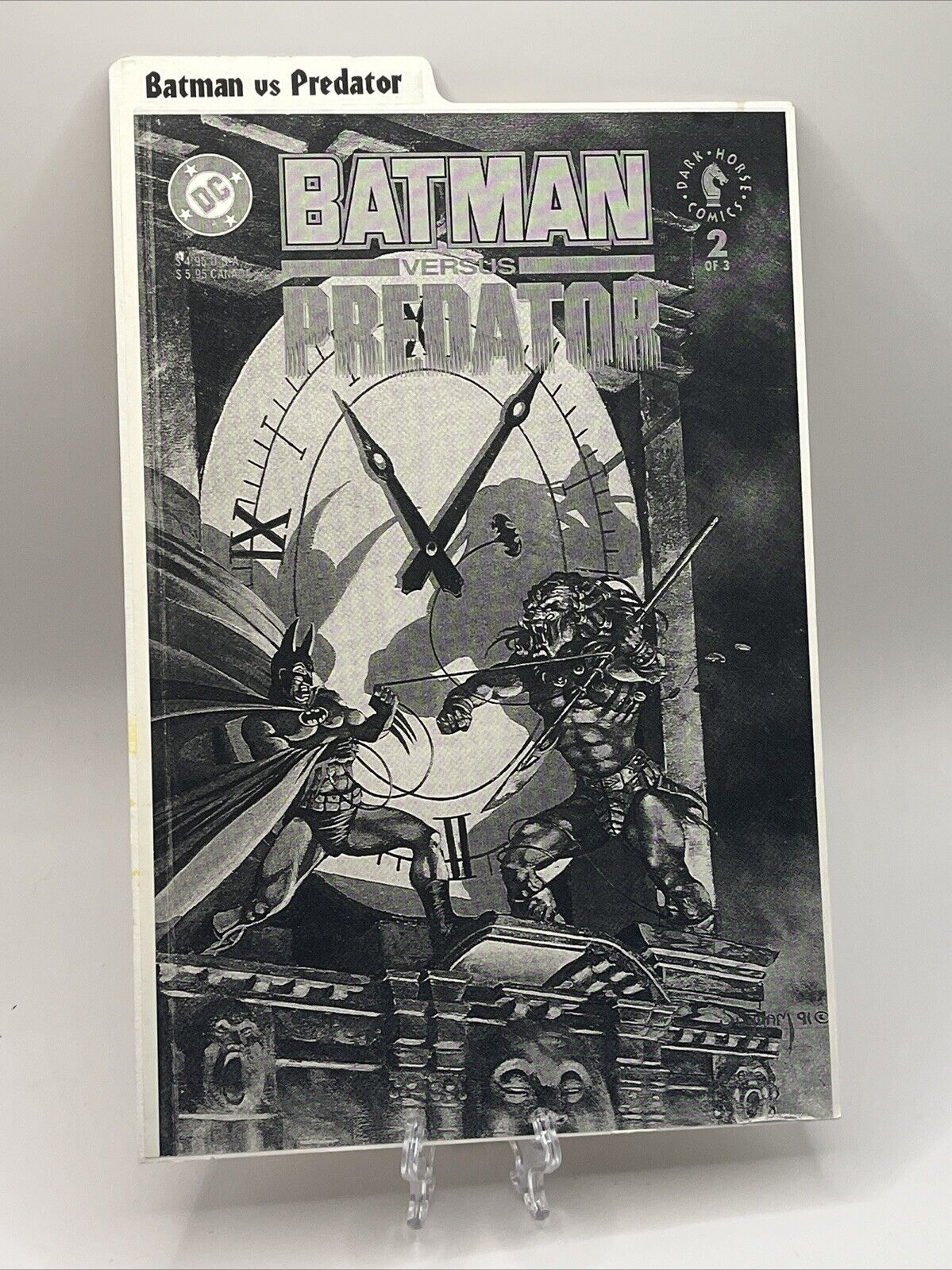 BATMAN VS PREDATOR #2 DC DARK HORSE Comics 1991 Black And White On Cold Press