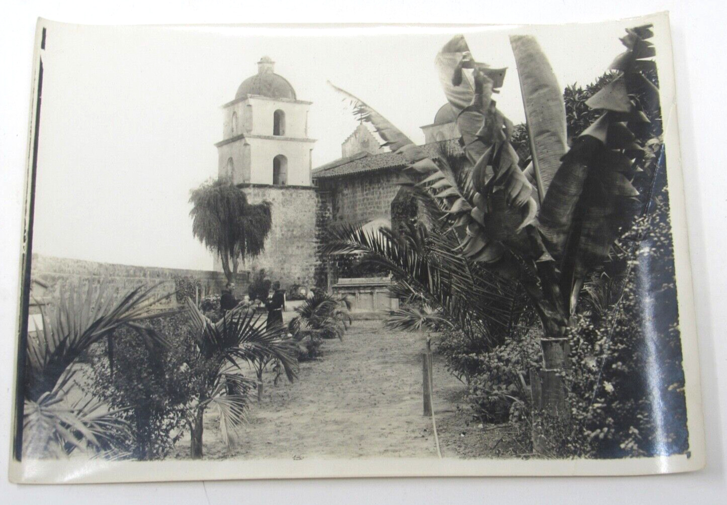 Santa Barbara Mission Two Franciscan Friars in the Garden c1906 Photo 5x7 RARE