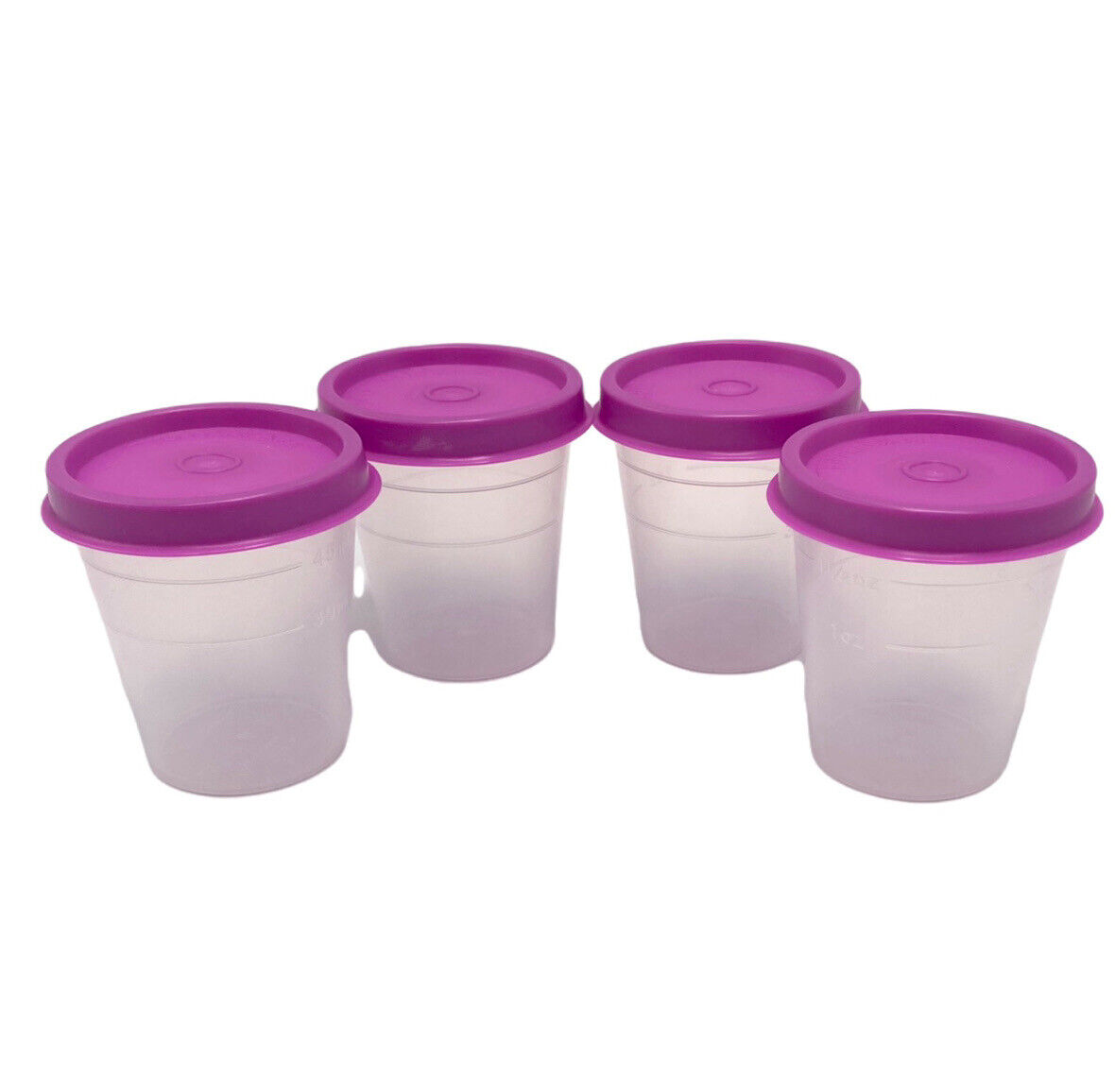 Tupperware Tupper Mini Midgets Container 2oz Set of 4 Sheer Purple Seals