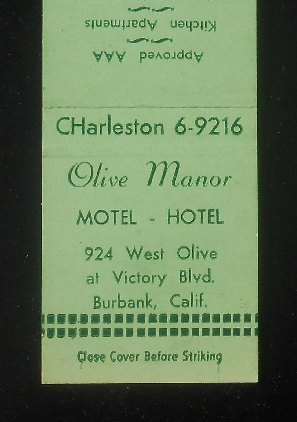 1950s Made in the West Olive Manor Motel - Hotel 924 West Olive Burbank CA MB