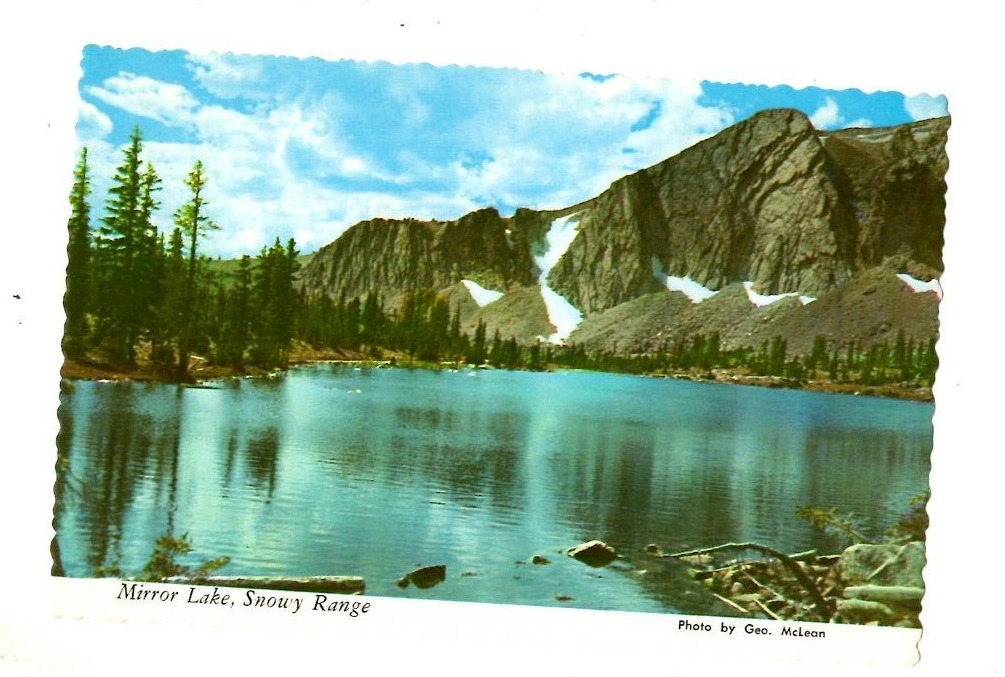 Postcard Mirror Lake,Snowy Range Photo by Geo. McLean Medican Bow Forest Wyoming