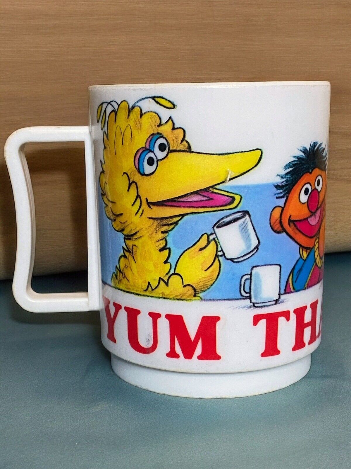 Vintage Sesame Street 80s Plastic Mug /Cup Bert And Ernie, Cookie, Big Bird 