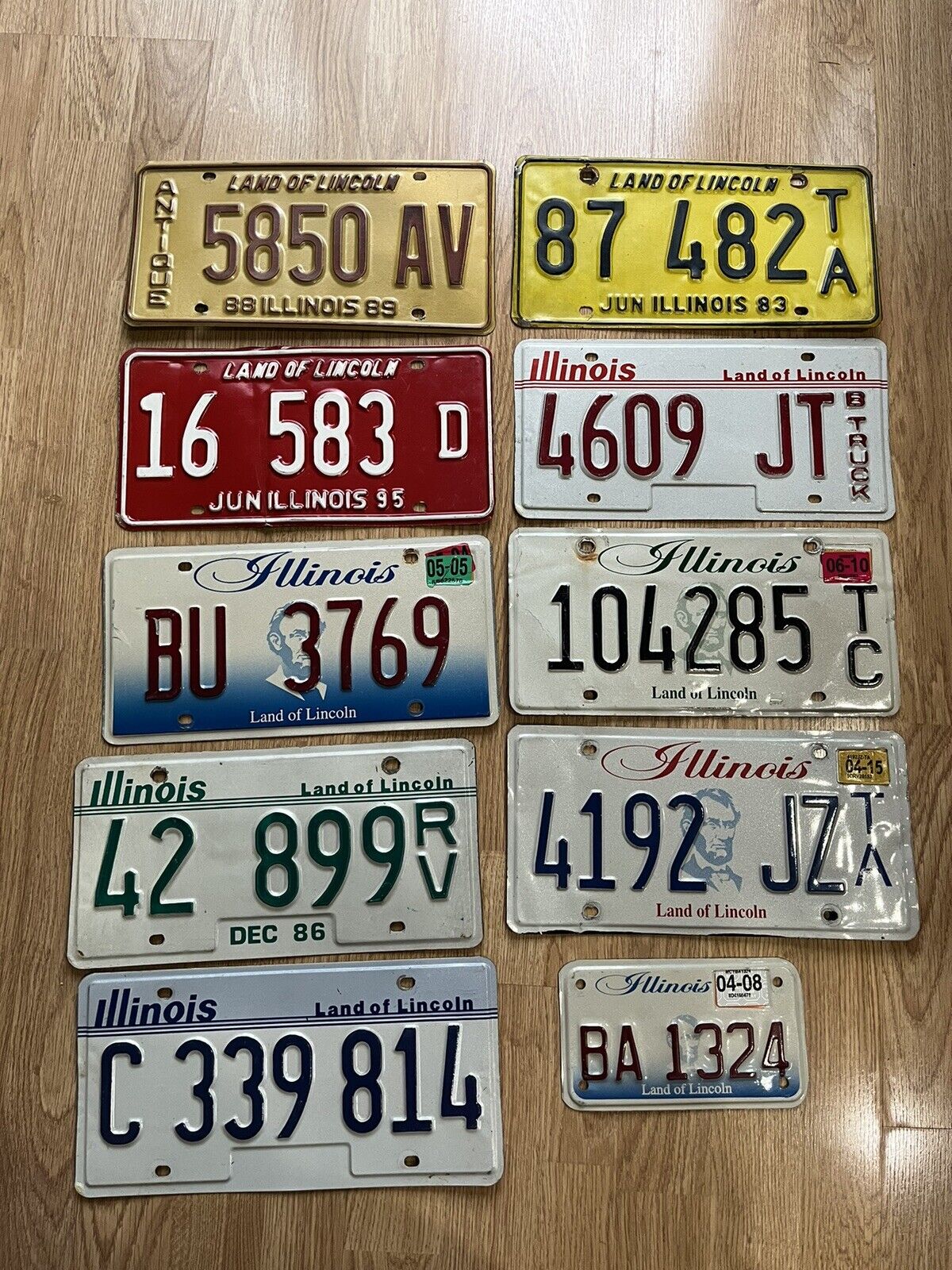 10 Pack Illinois License Plate styles - all different