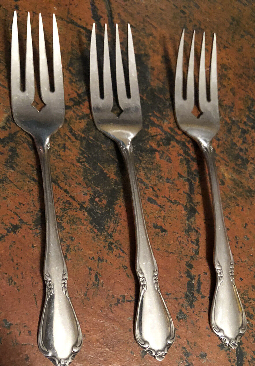 Vtg Oneida Craft Deluxe Stainless Salad Forks 6” Lot Of 3