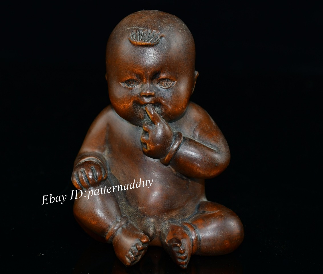 Children\'s Wooden Baby Statue Antique Collection Home Decoration