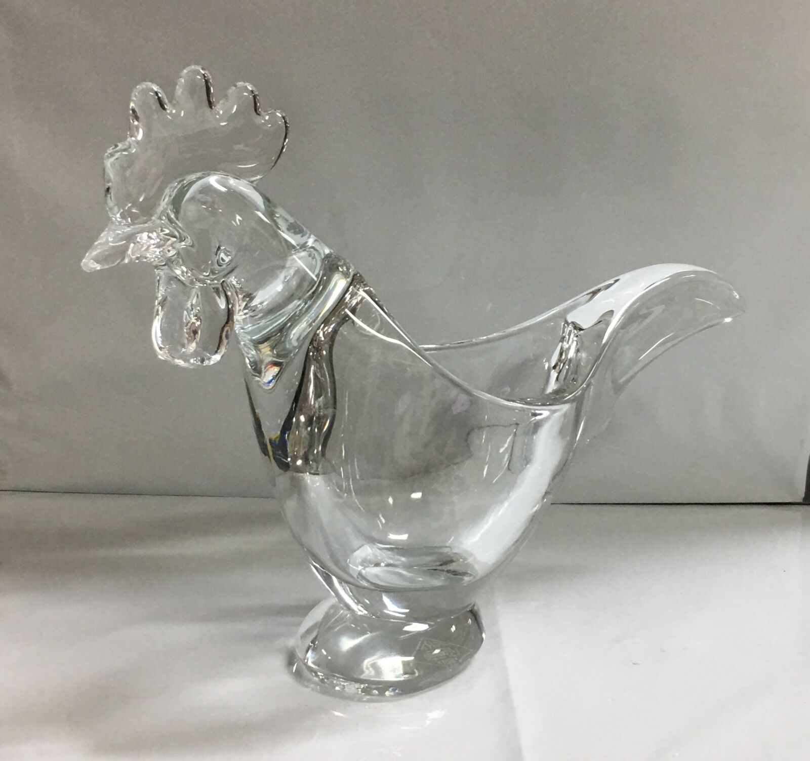 French Vannes Crystal Art Rooster Candy Dish Bowl
