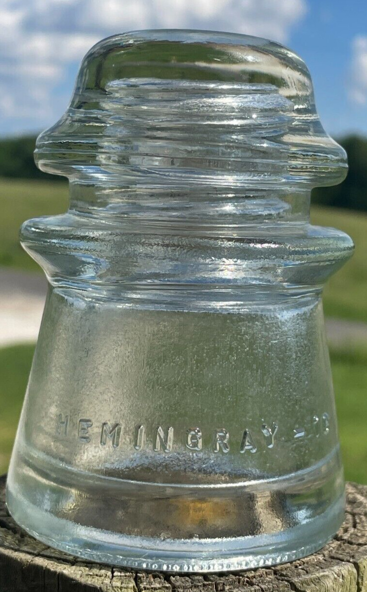 HEMINGRAY 16 clear glass vintage insulator pony smooth bottom 23-56 inv #22