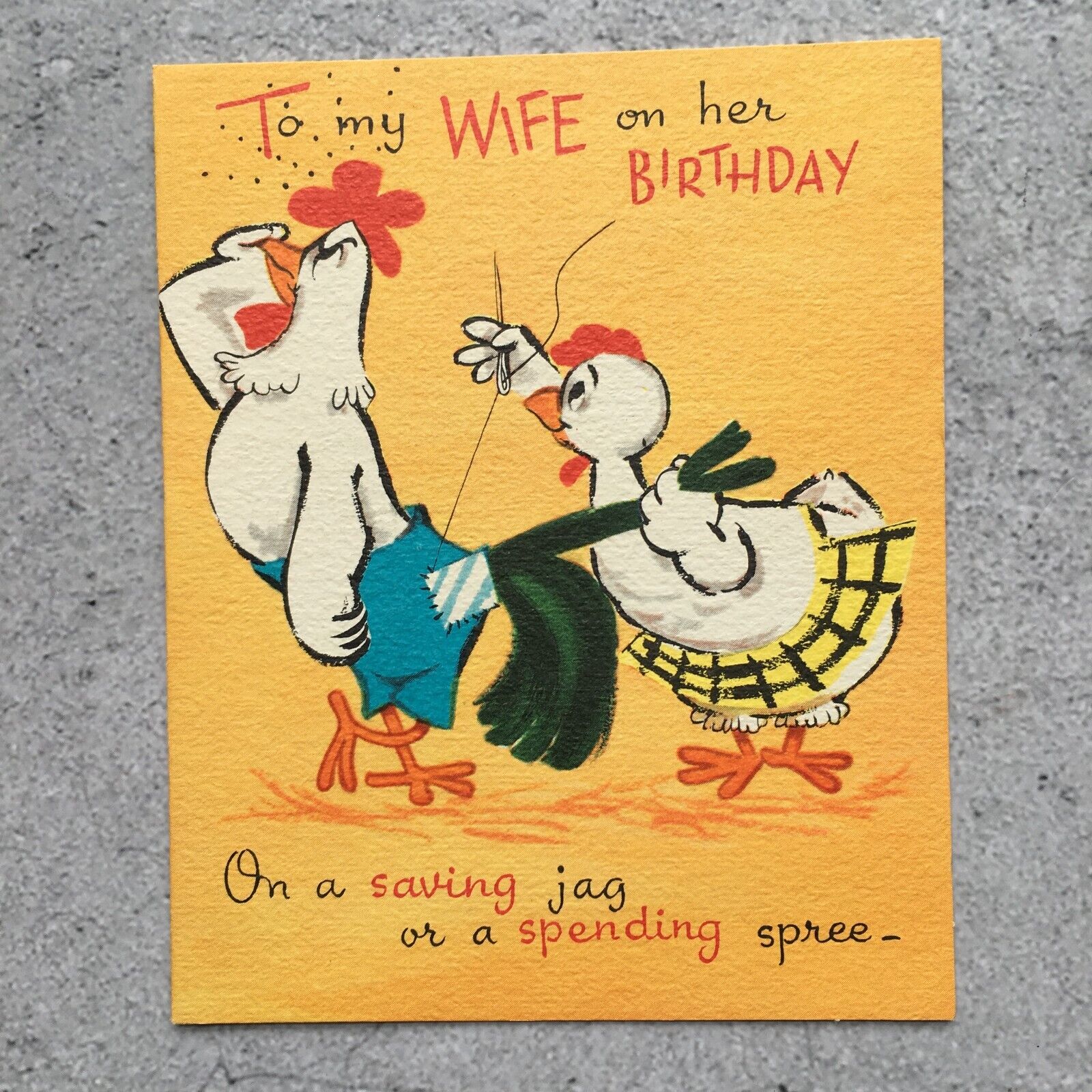 Retro Humorous Chicken Wife Birthday Card by Gibson Greeting Cards Used