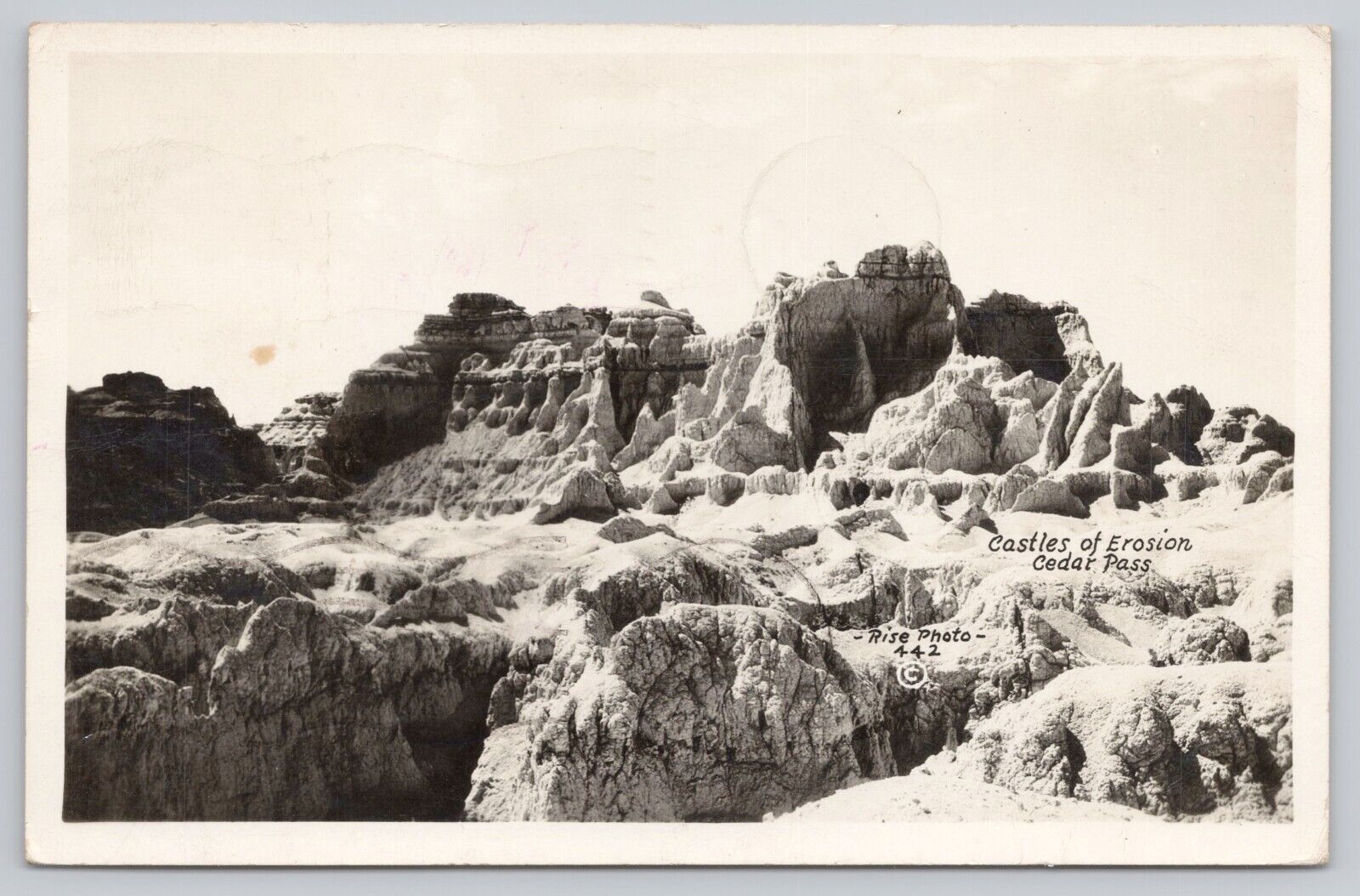 Lusk Wyoming, Castles of Erosion, Cedar Pass, Vintage RPPC Real Photo Postcard